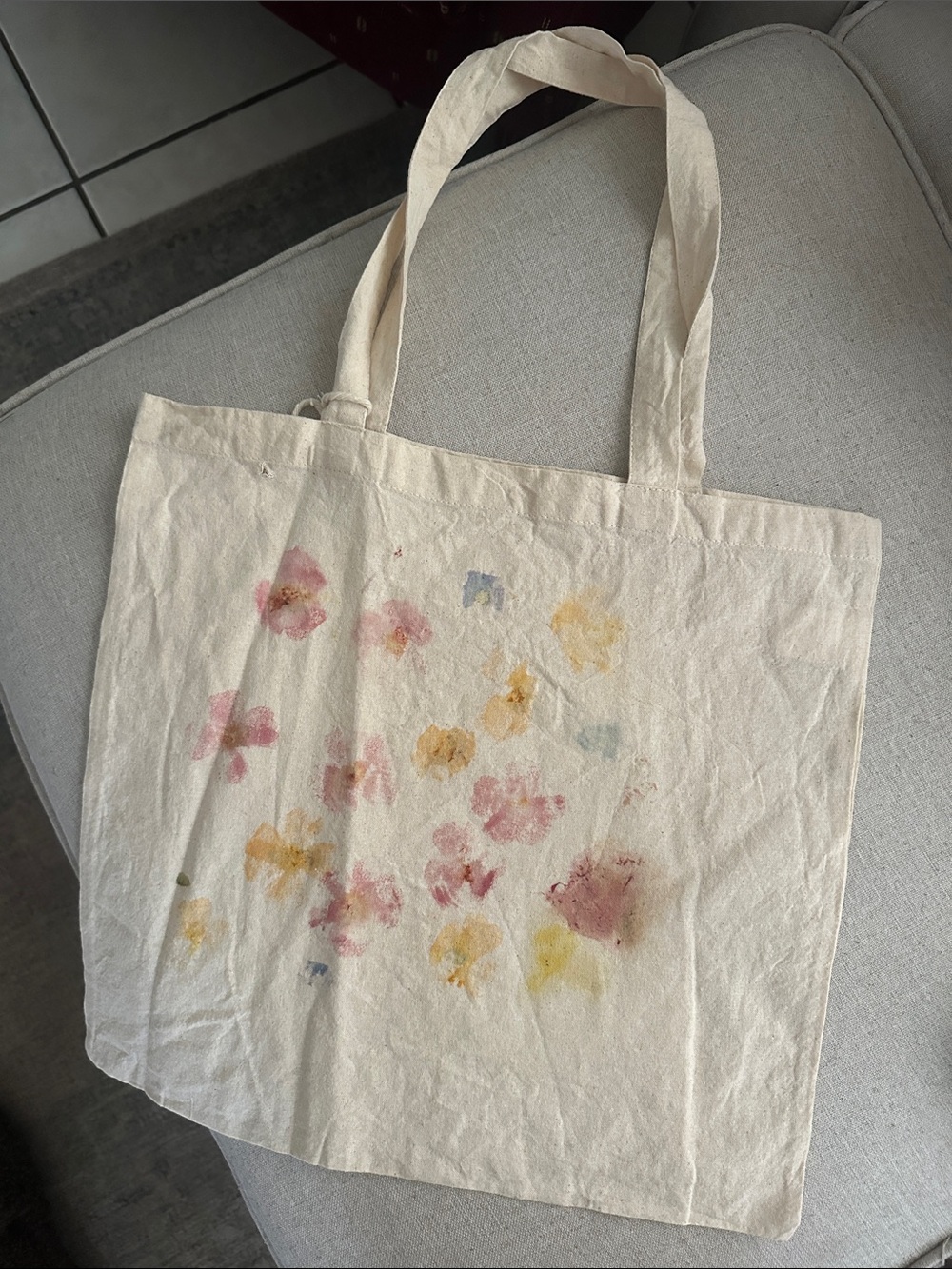 Tote bag printed with REAL flowers